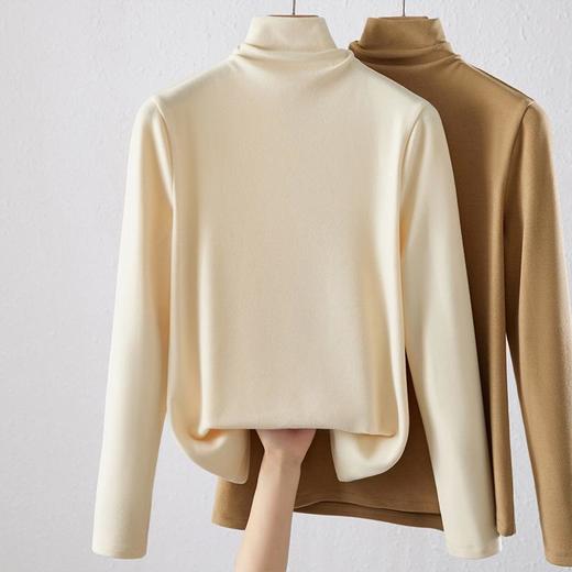【自】全新升级【铂金会员100/天猫129/差价29】(20848) 洛诗琳天丝双面德绒打底衫女秋冬加绒加厚堆堆领磨毛上衣 商品图1
