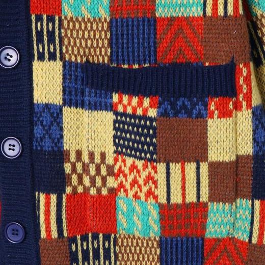 MY141秋冬季新款港风个性撞色格子针织开衫复古宽松百搭休闲上衣 商品图3