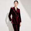 酒红丝绒西装外套女秋冬季显瘦修身新款 商品缩略图2