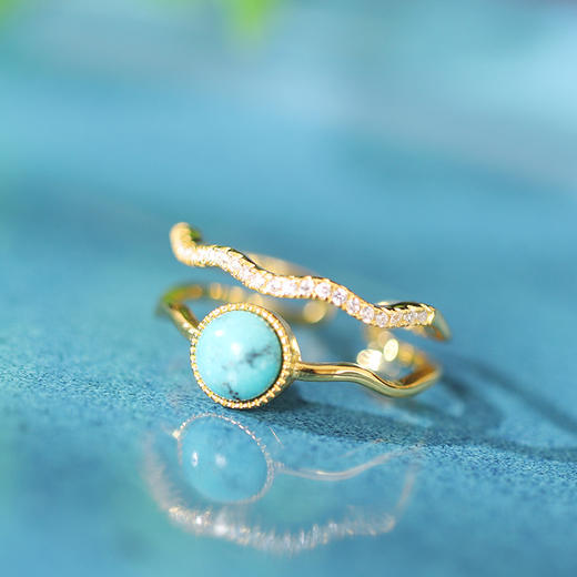 【海的女儿·仿绿松银戒指】敦煌风复古新中式轻奢小众戒指 商品图1