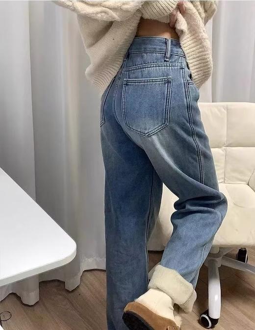 【GZ】无忧购韩版宽松显瘦窄版梨形身材阔腿加绒牛仔裤6921（截单后7天发货)25年清仓捡漏 商品图4