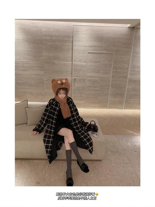 金蘑菇菇 黑白格经典大衣 复古感 商品图1