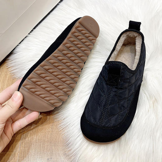 羽绒布加绒豆豆鞋，懒人乐福鞋平底棉鞋LJX-878 商品图2