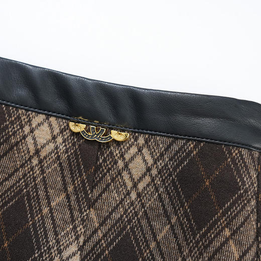 毛呢格子秋冬长款高腰开叉，一步裙显瘦包臀直筒裙MYX-1829 商品图3