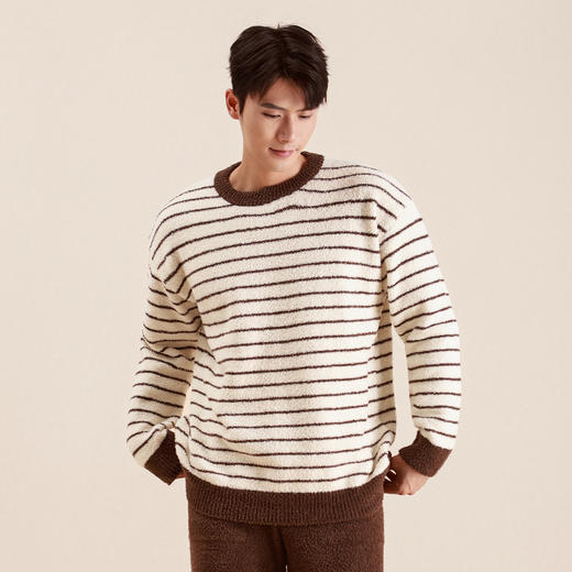 连绵·男女款半边绒条纹家居服 商品图6