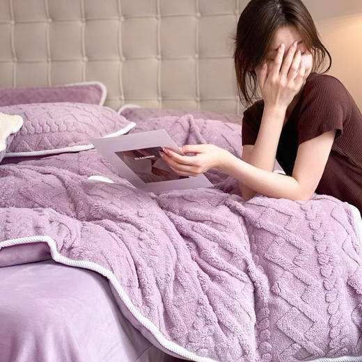 清货福利款！秋冬加厚高克重塔芙绒牛奶绒四件套 立体提花设计 触感温暖细腻 更懂你温度 商品图9