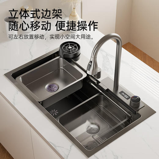 帝王洁具水槽纳米枪灰色304不锈钢大单槽OH67008 商品图0