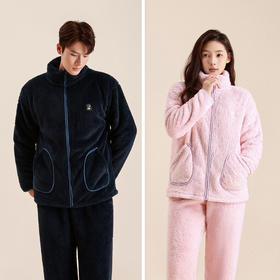 连绵·男女款珊瑚绒拉链家居服