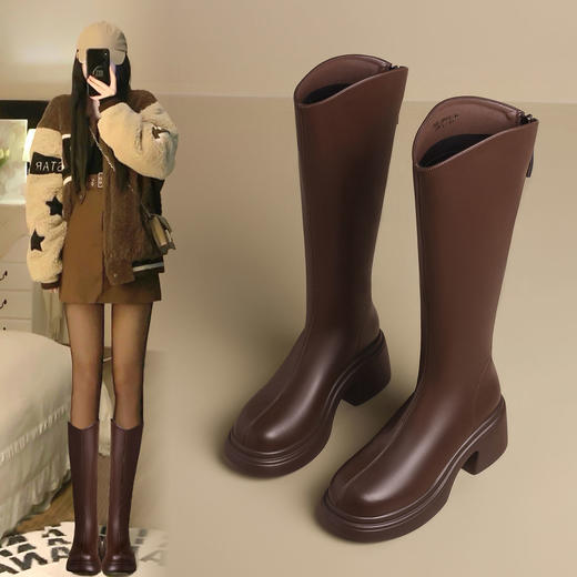 ZHR厚底超细长筒靴女2024新款气质百搭瘦瘦靴显瘦骑士靴洋气女靴 商品图1