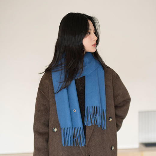 WJ182复古纯色保暖围巾女冬天韩版纯羊毛小披肩逛街围脖24年新RJ011 商品图3