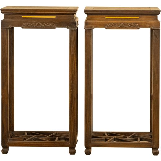 清 红木嵌黄杨云纹花几（一对） 商品图5