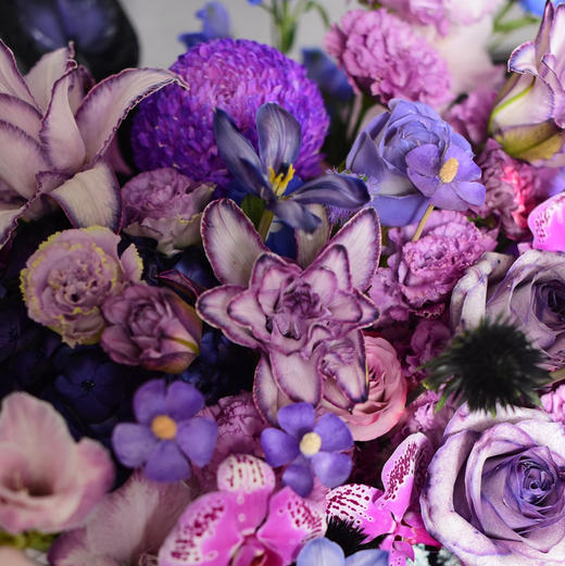 《星光璀璨》黑紫色千金风郁金香重瓣百合剑兰高级感紫色抱抱桶（需提前一天预定） 商品图3