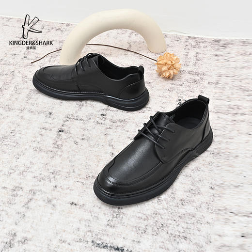 经典鲨2024年秋季新款男士系带平底舒适正装商务皮鞋KW08-D33151 商品图2
