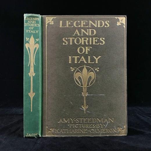 约20世纪早期 意大利传奇与故事集 凯瑟琳·卡梅伦12幅彩色手工贴图 布脊精装18开 商品图0