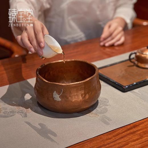 臻宝堂铜建水纯手工锤纹茶渣桶大容量平仲茶洗家用水盂茶具零配件平仲建水 商品图2