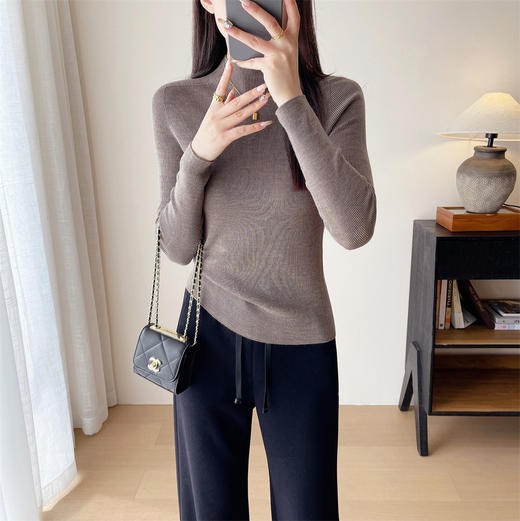 可机洗无缝一体新澳打底毛衣！2024新款100超细羊毛半高领内搭针织衫女秋冬！ 商品图8