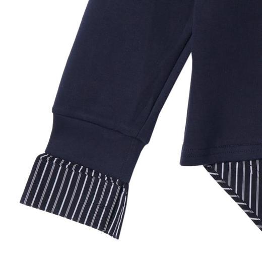 WY545新款时尚个性纯色条纹拼接圆领假两件简约百搭休闲上衣 商品图2