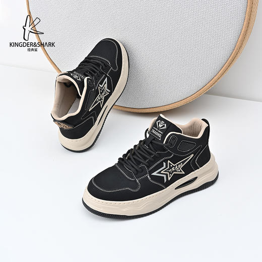 经典鲨2024年冬季新款男士系带加绒保暖平底休闲鞋棉鞋KW222-D55201 商品图0