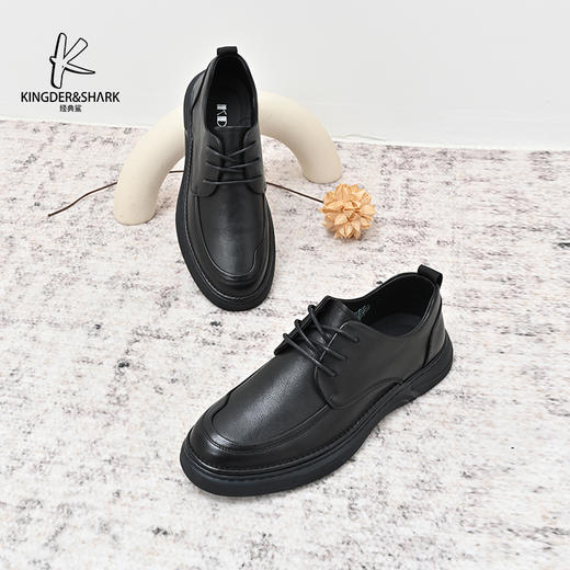 经典鲨2024年秋季新款男士系带平底舒适正装商务皮鞋KW08-D33151 商品图3