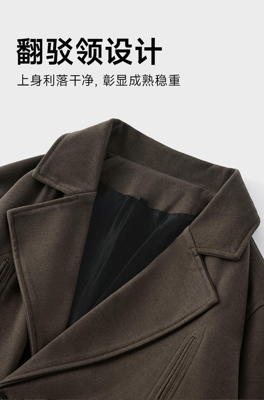 赤兔嗨购秋冬季毛呢大衣男中长款西装领双排扣呢子风衣外套加厚ins潮流 商品图5