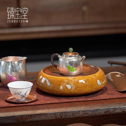 臻宝堂壶承大漆圆形干泡台纯手工金鱼养壶蓄水小茶盘高端茶具配件金波游鱼壶承 商品图4