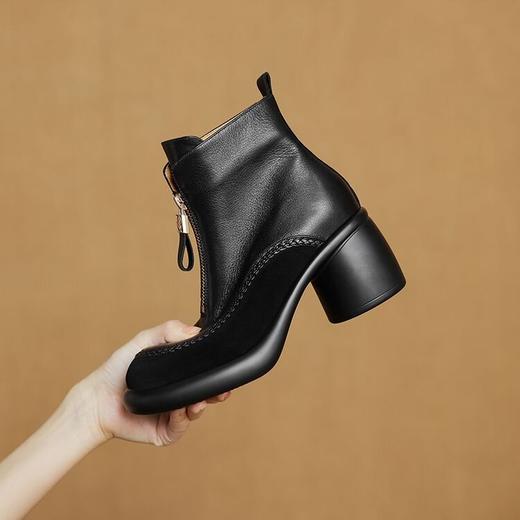 【预售5天】超轻超软保暖绒里厚底羊皮绒面雪地靴粗高跟短靴ZYY&A1075 商品图2