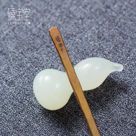 臻宝堂银铜茶匙茶枕取茶勺纯手工葫芦型茶具六君子配件福禄茶拨勺两件套 商品图3