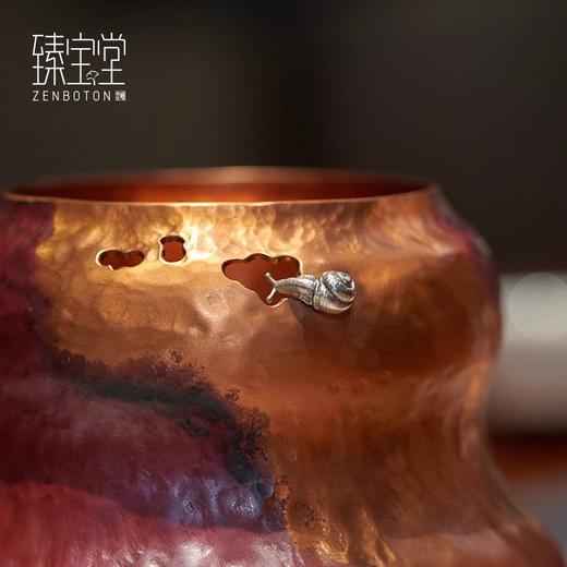 【样品特惠】臻宝堂铜建水葫芦型茶洗小号纯手工锤纹茶渣桶家用茶具茶道配件福禄双全建水 商品图3