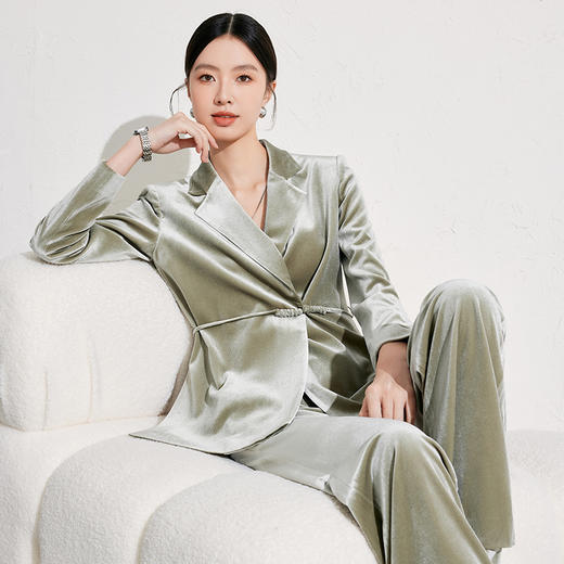 新中式西装套装女2026新款秋冬丝绒职业装 商品图2