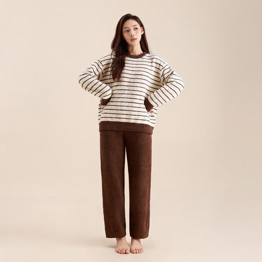 连绵·男女款半边绒条纹家居服 商品图3