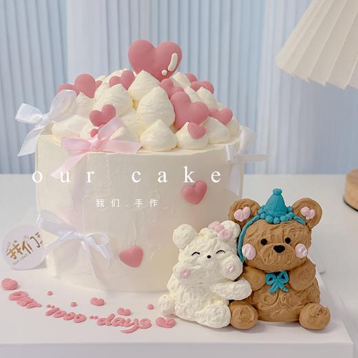 情侣七夕情人节线条小狗熊卡通小动物蛋糕-低糖处理无添加 商品图1