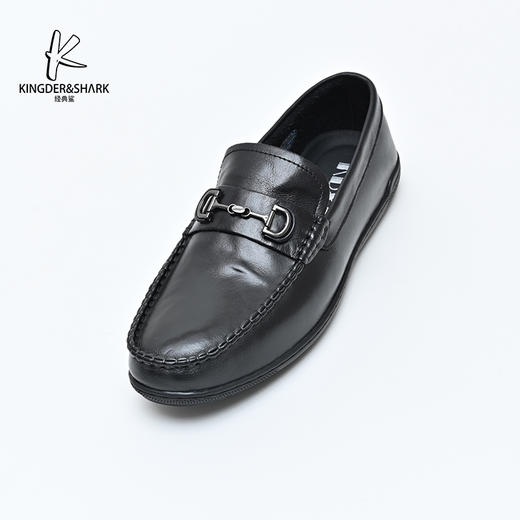 经典鲨2024年秋季新款百搭黑色男士一脚蹬柔软舒适平底豆豆鞋KW08-D33191 商品图4