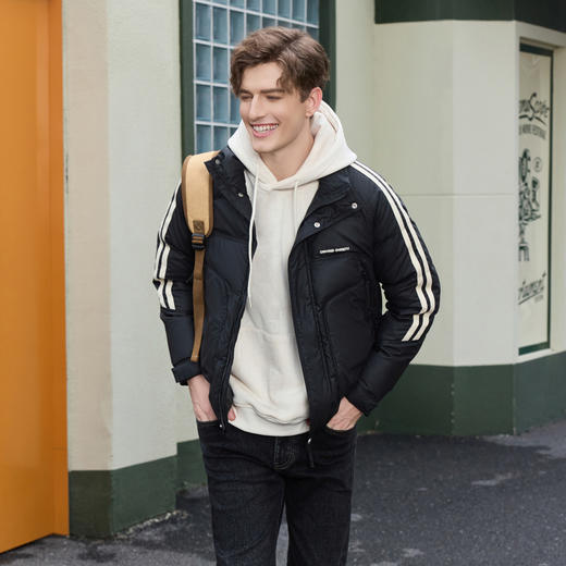 半身缘男装 冬季显高帅气立领时尚百搭保暖羽绒服254312U01712960 商品图2