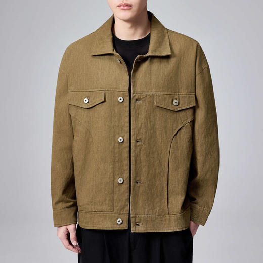 墨麦客男装粗斜纹牛仔夹克男士2024秋季新款休闲多口袋翻领外套男 商品图1