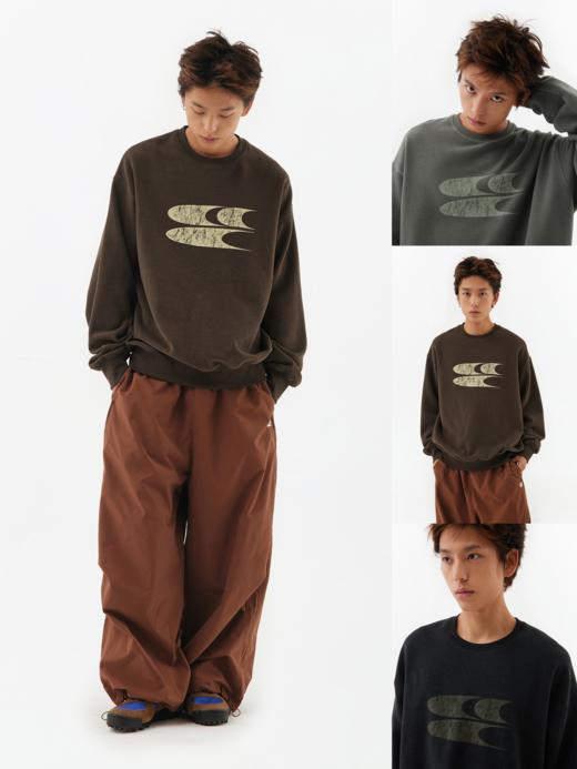 CryingCenter 6色花纱圆领套头裂纹印花加绒卫衣 商品图4