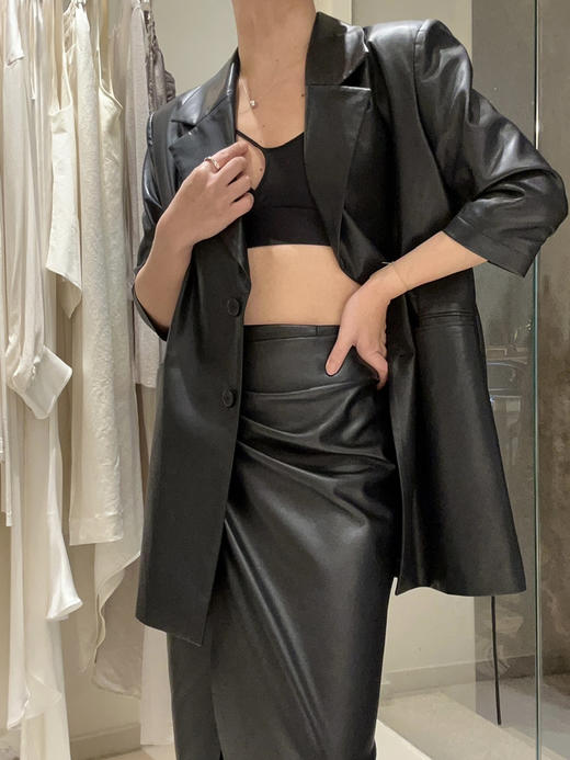 ranyepersonal｜jacket 翘肩可拆卸拼接袖设计皮衣 [ 黑BODY23JA02 ] 商品图3
