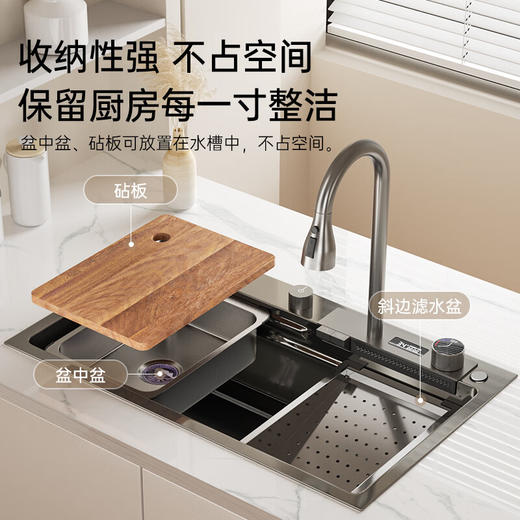 帝王洁具水槽纳米枪灰色304不锈钢大单槽OH67008 商品图4