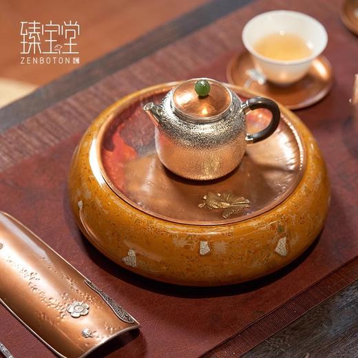 臻宝堂壶承大漆圆形干泡台纯手工金鱼养壶蓄水小茶盘高端茶具配件金波游鱼壶承 商品图3