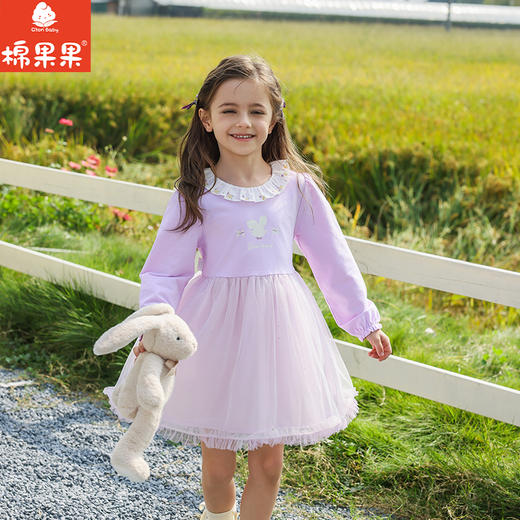 棉果果春季新品商场同款女童花边领网纱连衣裙M122700225088 商品图0
