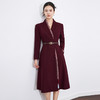 安哥拉红法式高级感，收腰通勤羊毛西装领长裙WLZD2431804 商品缩略图0