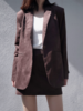 LIYIHAN 进口面料24冬新款麂皮廓形分割西装外套女高级宽松设计感 商品缩略图0