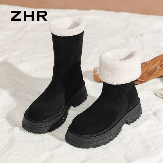 ZHR则则长筒加绒雪地靴保暖两穿棉鞋女2024冬季新款时尚防滑靴子 商品图8