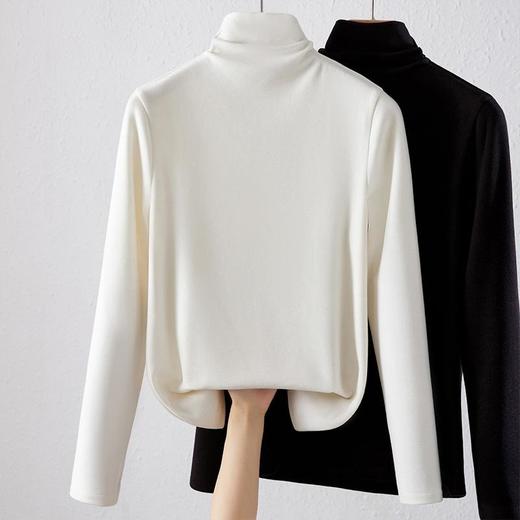 【自】全新升级【铂金会员100/天猫129/差价29】(20848) 洛诗琳天丝双面德绒打底衫女秋冬加绒加厚堆堆领磨毛上衣 商品图3