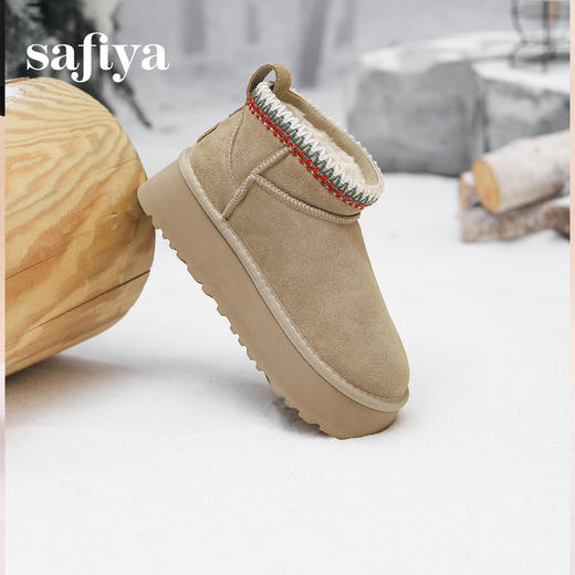 Safiya/索菲娅2024经典休闲厚底百搭保暖加绒防滑时尚雪地靴 SF4411A412 商品图4