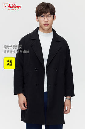 赤兔嗨购秋冬季毛呢大衣男中长款西装领双排扣呢子风衣外套加厚ins潮流