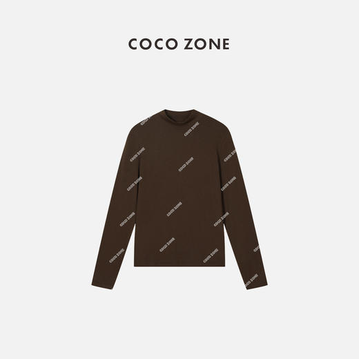 COCO ZONE小立领长袖上衣宽圆领打底衫内搭T恤 23C29943 商品图3