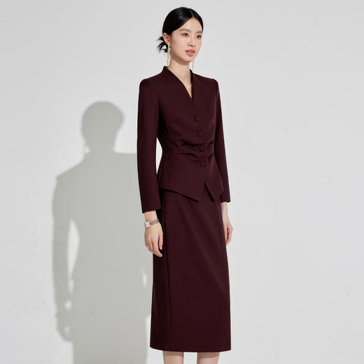 正式场合设计感主持人安可拉红单排扣 商品图1