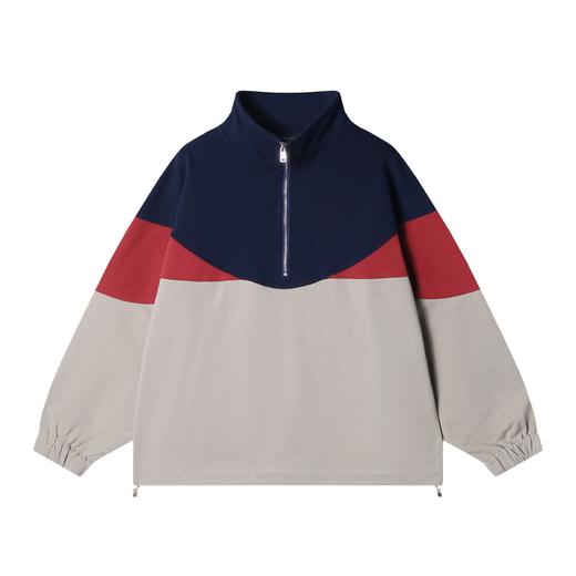 WY586新款时尚个性拼色半拉链立领卫衣休闲宽松潮流百搭上衣 商品图1