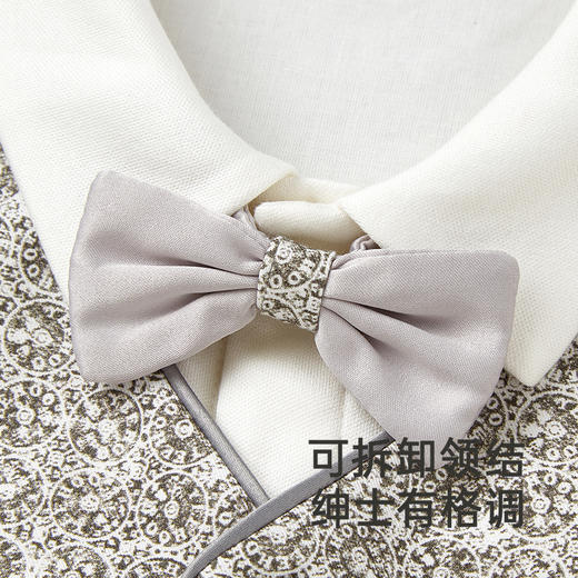 【高定系列】英氏婴儿连体衣春夏长袖桑蚕丝礼服连体衣男宝宝衣服 商品图2