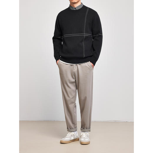 墨麦客男装2022秋季新款翻领长袖毛衣男士假两件休闲针织衫20263 商品图4